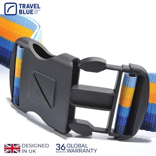 Travel Blue Luggage Straps - Multicolour Suitcase Straps for Easy Recognition - 80" x 2" Durable Polypropylene with Nylon Buckle, Integral Address Label - Secure Luggage Straps for Suitcases (Blue) — view 2