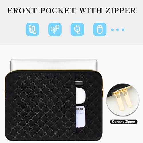 jooeer Laptop Sleeve Case 15.6-16 Inch Compatible with MacBook Pro M4/M3/M2/M1 16" Chromebook Notebook 15.6/16", Protective Waterproof Polyester Padded Computer Cover with Accessory Bag, Black — view 3