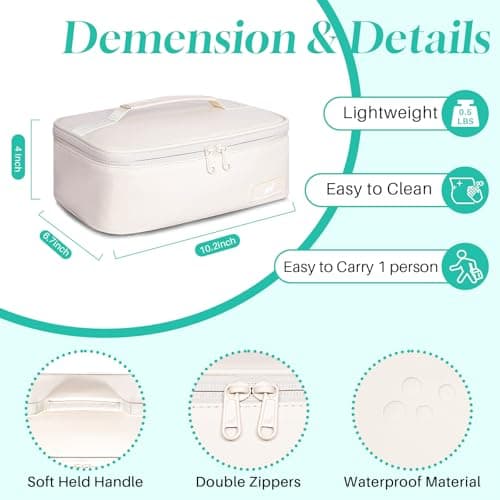 NOL Natural Organic Lifestyle Lunch Bag for Adults – Compact Insulated Lunch Box with Food-Grade Aluminum Lining, Leak-Proof Cooler for Work, Travel | Portable Thermal Meal Tote with Handle, Cream — view 2