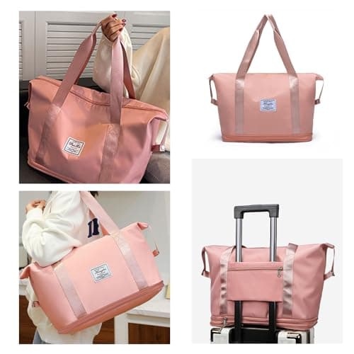 WUBAYI Travel Bag,Expandable Bilayer Overnight Bag Large Capacity Weekend Bag Dry & Wet Seperated Travel Bags for Women Foldie Travel Bag with Trolley Sleeve Duffel Bags for Women & Men — view 5