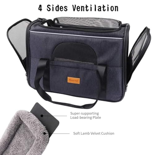 Morpilot Cat Carrier Airline Approved Pet Carrier up to 9kg Portable Dog Hand Bag Breathable Small Travel Cage with Adjustable Shoulder Strap and Collapsible Bowl — view 5