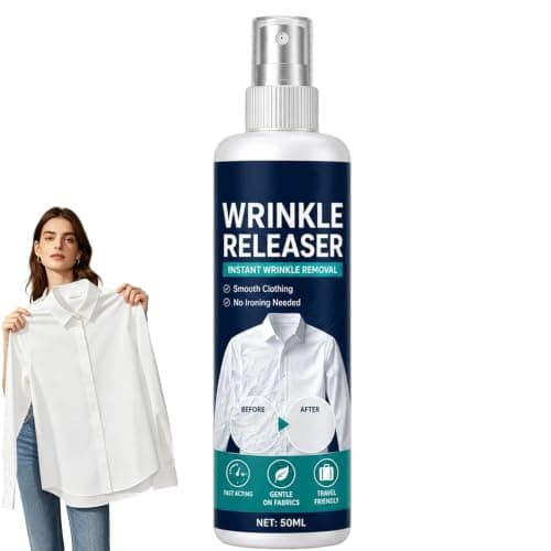 Crease Release Spray,Instant Wrinkle Releaser Spray,Fabric Refresher & Wrinkle Release Spray,No Iron Fabric Smoothing Agent,Reduces Creases on Shirts, Bedding and Curtains,Travel Friendly, 50ml