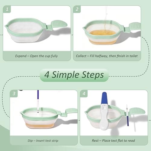 Ihaapsi Collapsible Pee Cup 2 Pack, with Test Rest, Non-Slip Handle (Green) — view 3