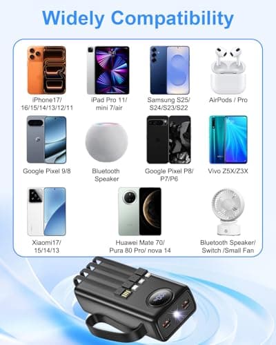 27000mAh Power Bank Fast Charging,22.5W Portable Charger Built-in Cables — view 6