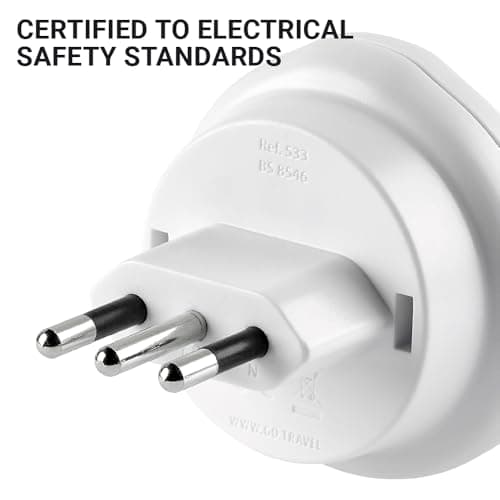 Go Travel UK to Italy Plug Adapter, earthed & compact — view 4