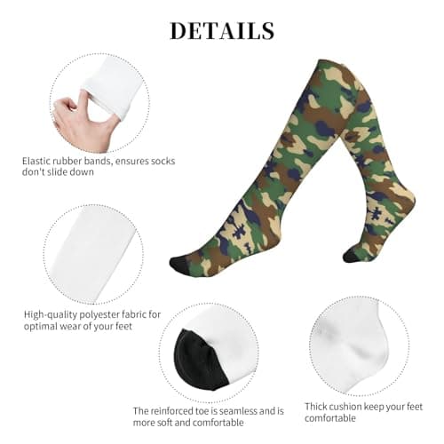 Army Green Camo Compression Socks 15-20mmhg - Supports Legs, Improves Circulation, for Running, Walking, Working, 1 Black, One Size — view 2