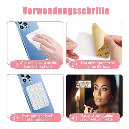 Ginddy Silicone Suction Phone Case Holder,4 PCS Silicone Suctions Phone Holder,Phones Suction Pad with 24 Suctions Cups,Strong Adhesive Phones Mount for Mirror,Glass & Car Dashboard — view 3