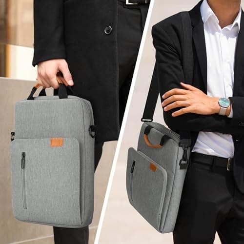 jooeer 13-14 Inch Laptop Sleeve Case Waterproof Polyester Shoulder Bag Compatible with MacBook Air Pro M4 M3 M2 M1, Surface Pro (Grey, 13 Inch) — view 6