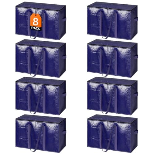 Simple Trending Heavy Duty Moving Bags, Storage Totes, 8 Pack, Blue