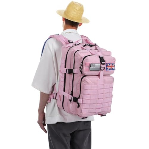 Thuram 50L Durable Nylon Waterproof Fishing Hunting Backpack Outdoor Military Rucksacks Tactical Sports Camping Hiking Bags (Light Pink) — view 2