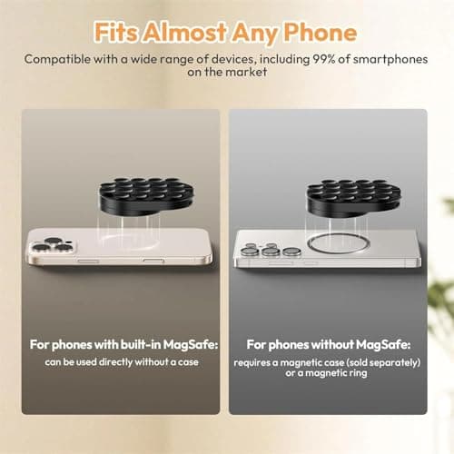 Phone Mount - Magnetic Stand | 180 Rotatable Foldable Suction Cup, Strong Magnet Holder For Car Glass Wall Window Desk Tripod Compatible Home Office Workout Recording Travel — view 4