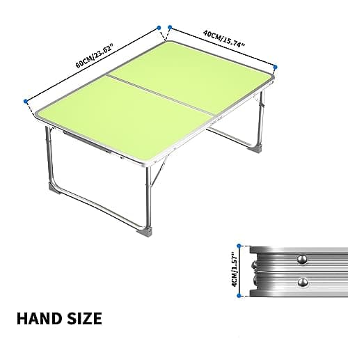 Lucn 2ft Folding Camping Table, Portable Foldable Pop-Up Picnic Tables for Outdoor Indoor Garden, Balcony Market Kitchen Work Table, 60 x 40 x 26cm Green — view 3