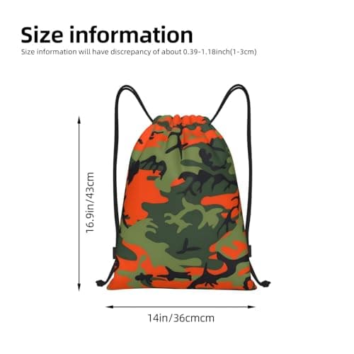 Richugui Camo Drawstring Bag CamouflageGreen Orange Multicolor Camouflage Gym Bag Sports Backpack Lightweight Bag for Men Women Outdoor Gym Sport — view 3