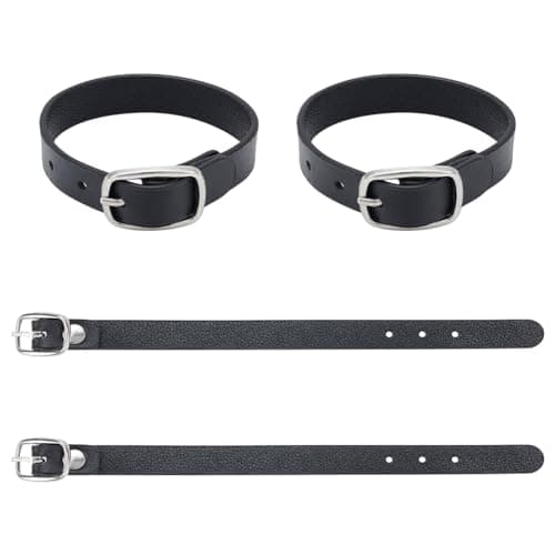 NBEADS 4 Pcs Leather Luggage Straps, 19.2×1.2cm Black Kilt Extender Buckle Straps Mini Suitcase Belts for ID Name Card Pass Hanging Accessories Tight Fitting Kilts