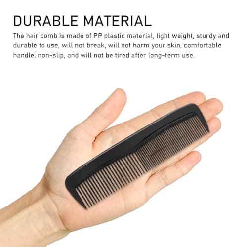 12 Pack Pocket Hair Combs, Fine & Wide Tooth, Black Plastic Combs — view 4