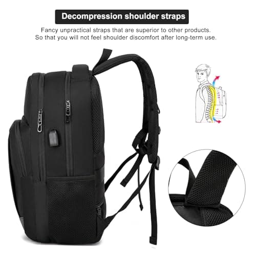 YIORMIOR Backpack Men Women School Bags for Boys Girls, Laptop Backpack with USB Charging Port, Business Travel Anti Theft Durable Laptop Bag,Water Resistant Fits 17.3 Inch Laptop — view 5