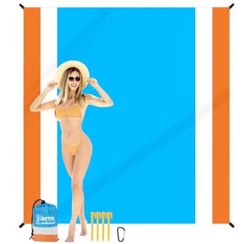 ZFYQ Beach Blanket Mat 200 x 210 cm with 4 Fixed Stakes