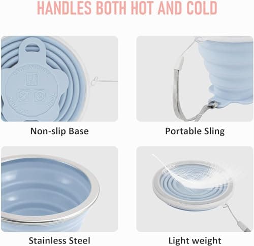ddLUCK Silicone Foldable Cups, Travel Camping Mug with Plastic Sealing Lid — view 4