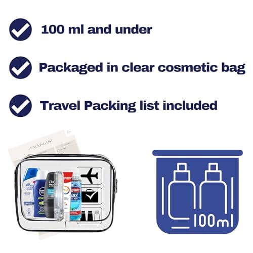 Men’s Travel Toiletries Set – Airport Approved Travel Size Toiletries Kit for Men, Overnight Essentials for Hospital, Camping & Holidays, Clear Travel Bag — view 3