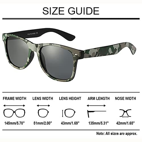 Komonee Drifter Camo Sunglasses Set With Zip Case and Cleaning Cloth Classic Style Retro Sun Shades UV400 Unisex For Men Women Golf Cycling Sports Fishing — view 6