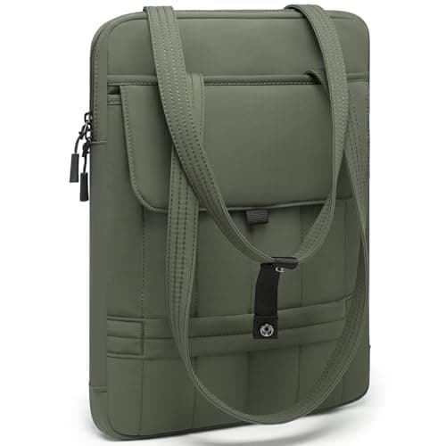 HYZUO 13.3-14 Inch Puffy Laptop Case Sleeve Padded Handbag, Midnight Green
