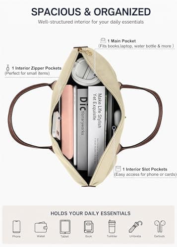 ZhengYue Nylon Tote Bags for Women with Zip Large Foldable Womens Handbags — view 4
