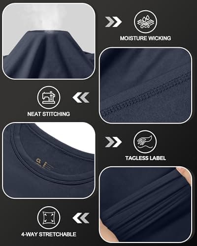 Men Thermal Long Sleeve Tops Crew Neck 4 Pack 3 Black & 1 Charcoal Gray M — view 4