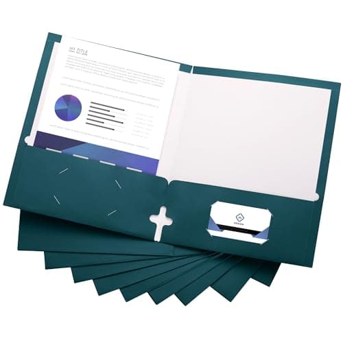 10 Pack Two Pocket Folders, Teal, Strong Thick Paper Folders, for Letter Size, by ACTIVITYya — view 6