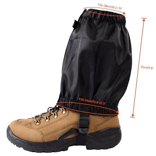 CampTeck U7311 Waterproof Ankle Gaiters – Durable, Windproof, Lightweight with Zipper & Adjustable Strap – Unisex - Black — view 2