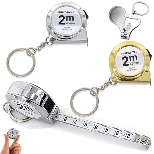LHLZNB 3PCS Mini Tape Measure Set, 2M Retractable Keychain Measuring Tool Silver & Gold with Bottle Opener Nail Clipper for DIY Home Travel