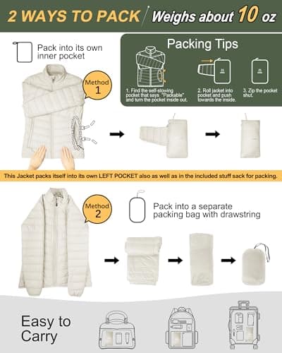 Outdoor Ventures Women's Packable Puffer Jacket Lightweight Quilted Jacket — view 2