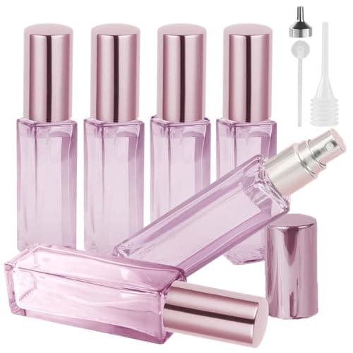 LOPHE Perfume Atomiser Refillable, 6 Pcs Mini Perfume Refill Bottles, Empty Clear Glass Perfume Atomiser Spray Bottles, Portable Atomiser with Fine Mist for Daily Business Trips,10 ml,Pink