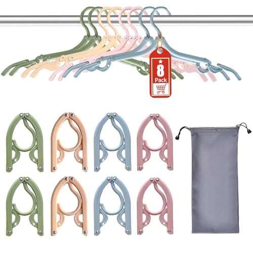 8 Pack Foldable Travel Hangers, Portable Space-Saving Clothes Hangers