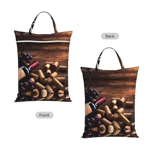 Wine Bottle Corks Grapes Print Dirty Laundry Travel Bags 1/2 Pack Waterproof Wet Dry Bag Swimming Wet Clothes Bag With Handle Reusable Hanging Zipper — view 2
