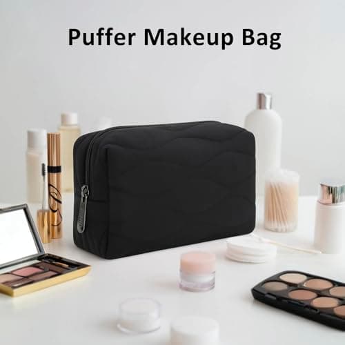DOB SECHS Waterproof Canvas Mini Travel Makeup Carrying Case Wash Bags Cosmetic Bag Portable Electronics Accessories Organizer Wash Gym Shaving Bag (#93-Black, Small) — view 6