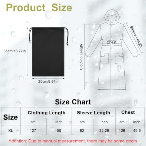 AUYAO Women Long Raincoats Waterproof Rain Coats Lightweight Rain Jackets LadiesQuick Dry Hooded Raincoat with Adjustable Drawstring Reusable Rainsuit Rain Poncho with Carry Bag for Camping Hiking-XL — view 2