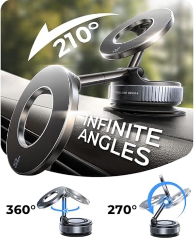 MRGLAS 2026 Upgraded Vacuum Magnetic Mobile Phone Holder Car for Magsafe Car Mount, Suction Cup Mobile Phone Holder [98+LBS Suction Power & 2800gf Strong Magnet] 360° Rotatable Motorhome Accessories — view 5