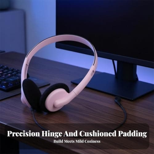Lightweight Headphones, Beige, Simple Wired Over-ear Headset With 3.5mm Jack — view 3