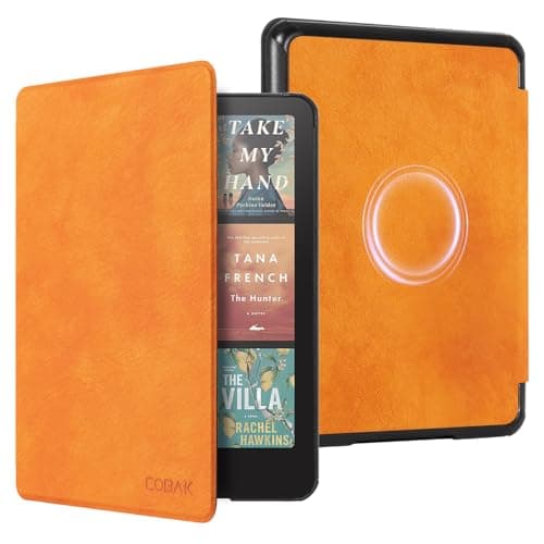 CoBak Wireless Charge Converter Case for 7" Kindle Paperwhite 12th Gen 2024 and Kindle Colorsoft, Qi-Enabled, Compatible with iPhone MagSafe/PopSockets Grip/Anker Wireless Charging Pads, Orange