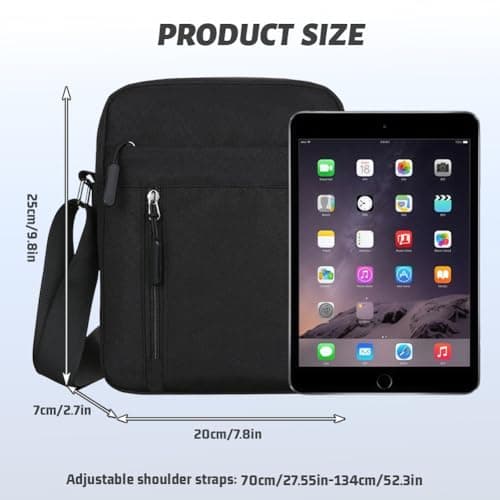 Aucuu Men's Shoulder Bag, Oxford Crossbody Bag, Waterproof Men's Small Side Bag, Casual Handbag, Messenger Bag with Zipper and Adjustable Strap, Lightweight Chest Sling Bag for Daily Use, Work, School — view 3