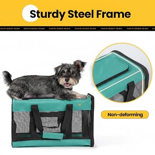 Conlun Cat Carrier Airline Approved, Soft-Sided Dog Carrier with Inner Safety Leash, Pet Transport Carrier for Small-Medium Cats Puppies up to 7KG, Collapsible Travel Kitten Carrier Bag,Turquoise(M) — view 4