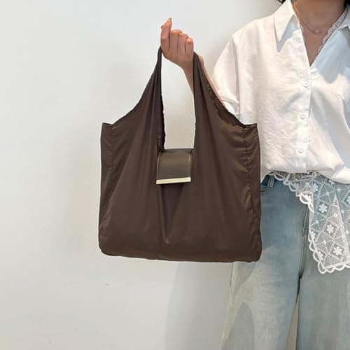 Tote Bag for Women Trendy Purses Portable Fashion Key Chain Shoulder Handbags for Students Teachers Travel Outdoor School Shopping Office Work Beach Picnic Daily (Coffee) — view 4
