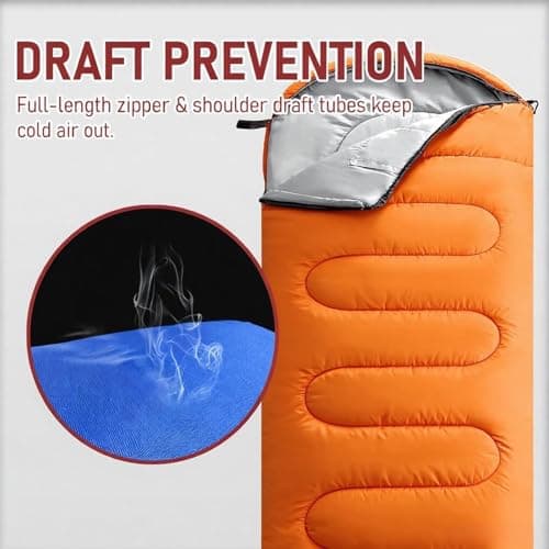 Sleeping Bag for Camping, for 3-4Seasons, Comfortable Adult Blanket, Small Packed Size, Ultralight Carry Bag, Soft, Thick and Warm, for Outdoor Camping, Travel, Hiking. (Orange) — view 5