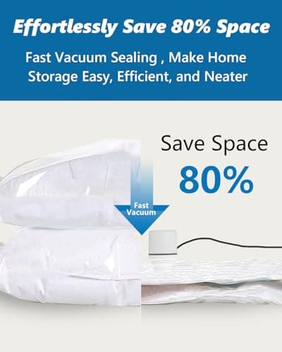 7-Pack Vacuum Storage Bags with Electric Air Pump – Includes 1 Jumbo, 2 Large, 2 Medium, and 2 Small,Reusable Vacuum Bags for Storage for Bedding Pillows, Moving and Travel, Space Saver — view 3