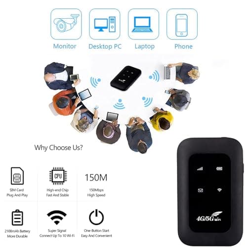 Portable Wifi Router for Travel - Pocket Router,Unlimited Satellite Internet, 5G Wi-Fi pocket Router,Power on and Use,High-Speed 5G Connectivity, Dual-Band Wi-Fi, Wireless Seamless Streaming (BK) — view 6