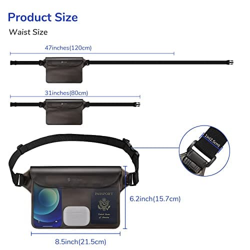 SYNCWIRE IPX8 Waterproof Pouch Bag with Adjustable Waist Strap-Screen Touchable Dry Bag with Adjustable Belt for Phone Valuables for Beach Swimming Snorkeling Boating Fishing Kayaking, etc — view 5