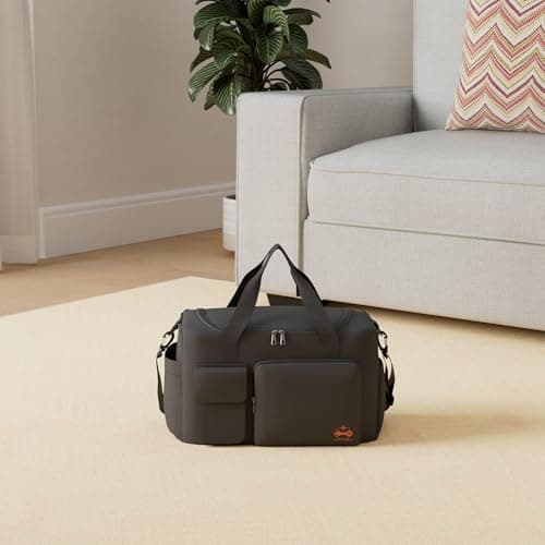 CarryFitness® Sports Gym Bag Duffle Bag with Shoes Compartment, Waterproof Weekend Bags for Women and Men, Hand Luggage Bag, Lightweight Holdall Hospital Overnight Bag - Black 37L — view 2