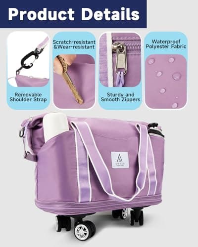 Arxus Rolling Duffle Bag with Wheels 25-55L Travel Handbag Carry-On Luggage — view 6