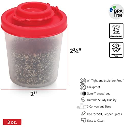 Salt and Pepper Pots – Salt and Pepper Shakers in a Range of Sizes – Non-Toxic Salt and Pepper Set for Home, Camping, Picnics, Lunch Boxes – Transparent Salt Pepper Set - Medium, 2 Pack — view 6