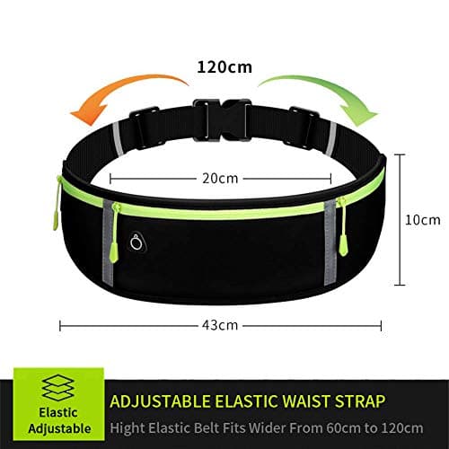 GORWRICH Running Belt with Waterproof Adjustable Elastic Strap, Sweatproof waistpacks with Large Capacity, Perfect for Running and Outdoor Activities (Full Black) — view 3